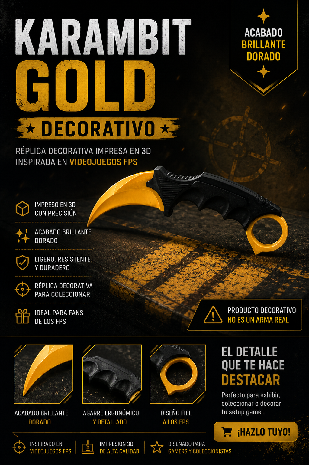 Karambit Oro Decorativo