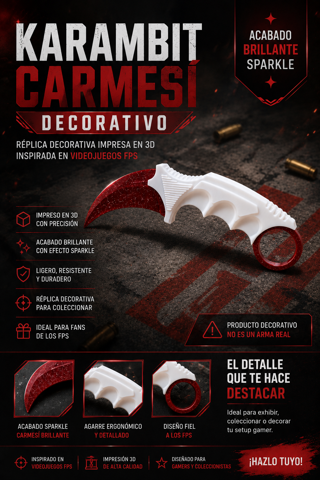Karambit Carmesí Decorativo